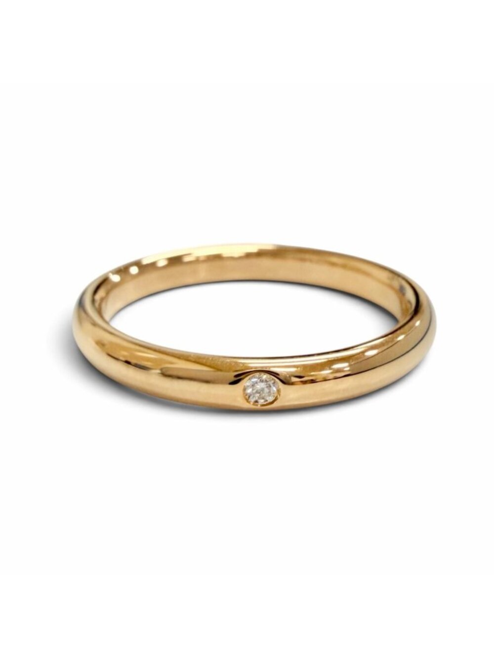 Tiffany & Co Elsa Peretti Stacking Band Ring P Diamond 750 Pink Gold